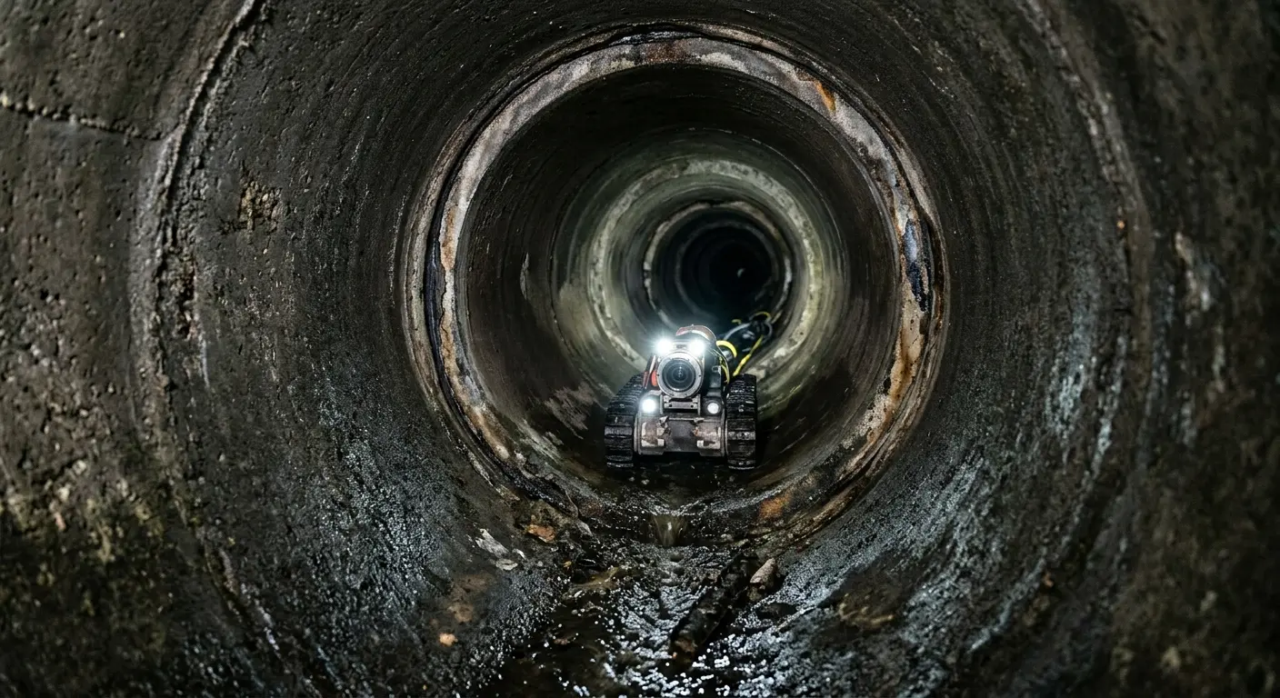 Robotic sewer camera inspecting pipe interior for Sewer Line Repair in Pike Creek